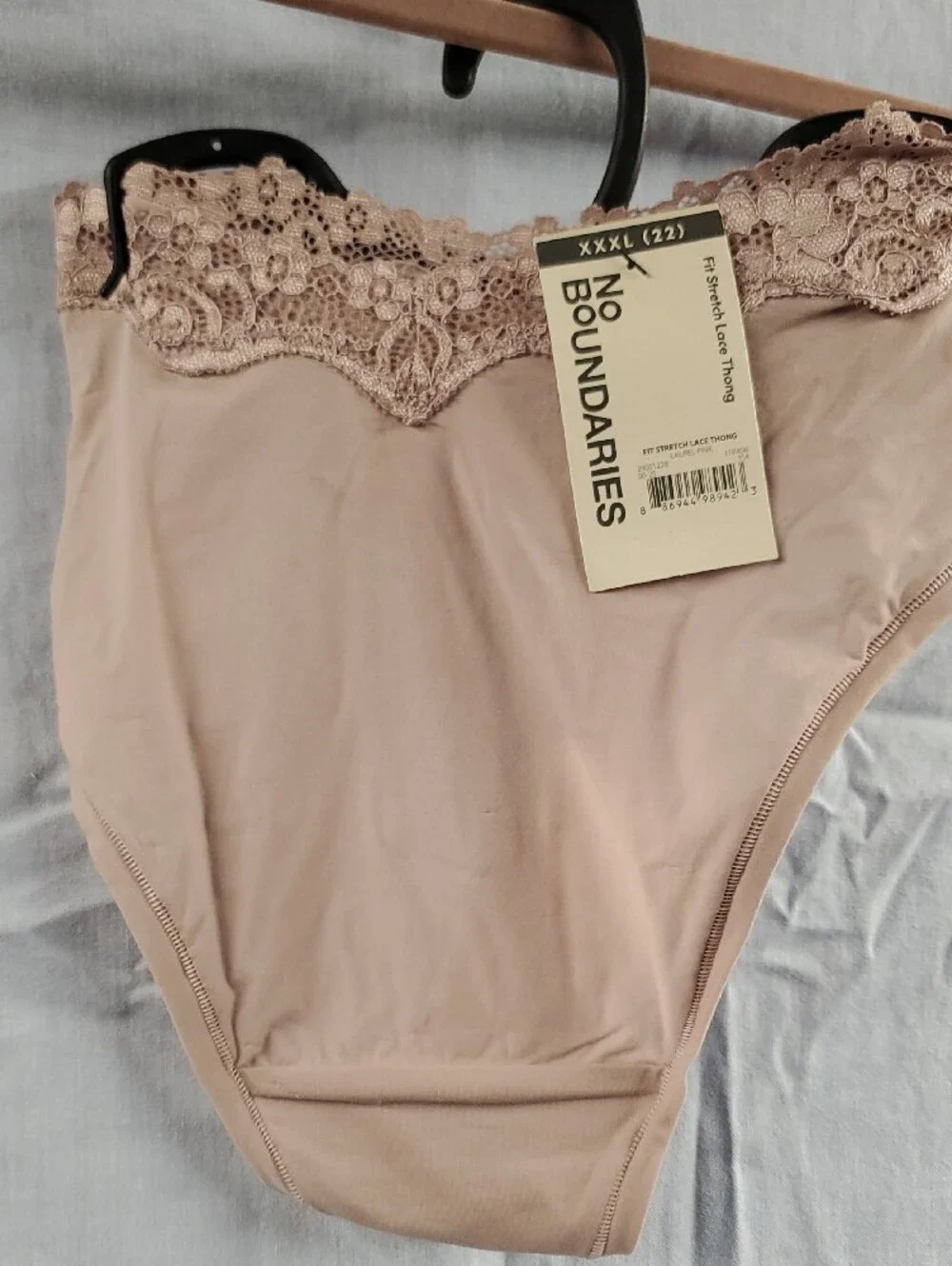 No Boundaries Lace-Trim Thong Panty - Mauve Blush